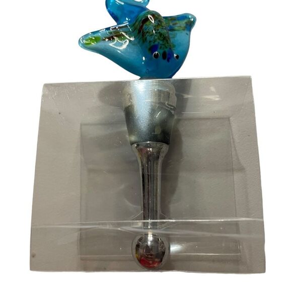 Jacousa Art Glass Blue Sting Ray Wine Bottle Stopper NEW - Picture 5 of 12